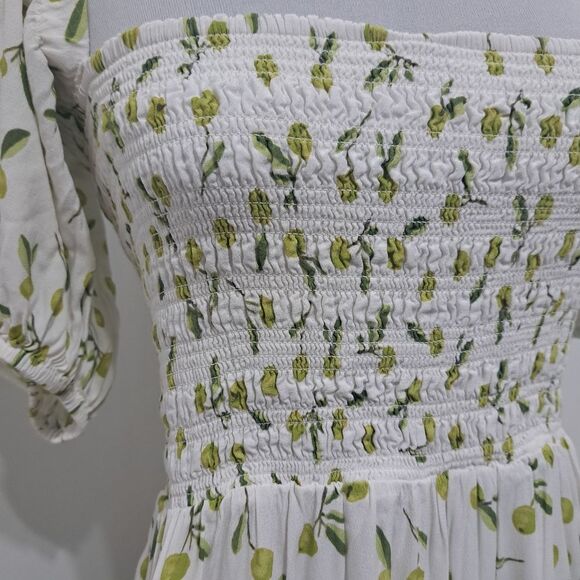 Anthropologie Seafolly Puff Sleeve Smocked Boho Dress Medium Multi-Color - Picture 10 of 14